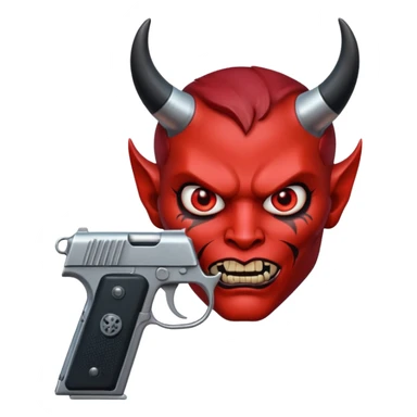 Una cara de diablo  con una pistola sticker