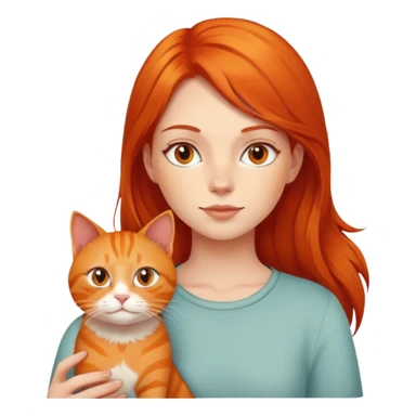 Chica peliroja con gata naranja  sticker