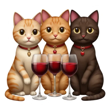 три кошки черная,коричневая,бежевая с бокалом вина sticker