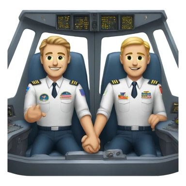Two white male gay pilots holding hands in cockpit sticker