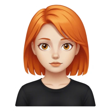 Girl with orange hair and a black shirt sticker