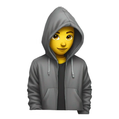 hooded young man doing graffiti sticker