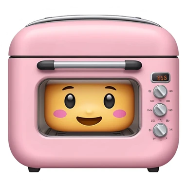Cute emoji-style Ninja Combi countertop oven, pastel pink appliance, rounded edges, soft highlights, simple shadows, modern kitchen gadget aesthetic, kawaii but realistic, centered, white background sticker
