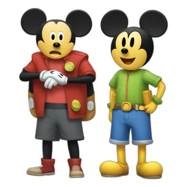Mickey Mouse and Bob sponge sticker