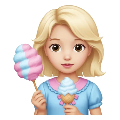 cotton candy holding blonde girl kid sticker