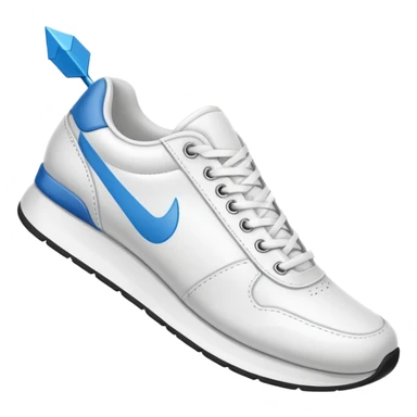Single sneaker or minimalist foot taking a step, with a small arrow forward. Symbolizes action and progress. sticker