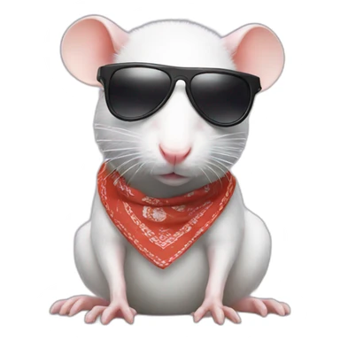 white rat in a bandana on a head and sunglasses sticker
