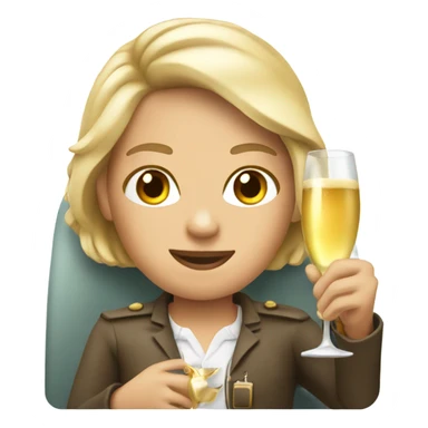 Passenger in first class with champagne sticker