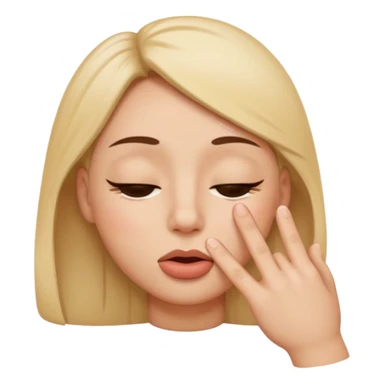 una cara con los ojos cerrados y con un dedo en la boca coqueta  sticker