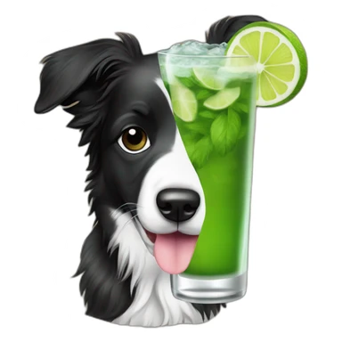 puppy border collie with glasses drinking mojito sticker
