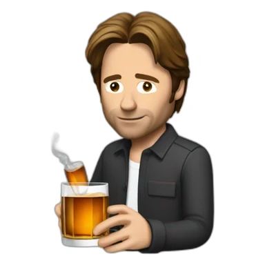hank moody holds a glass of whisky and cigarettes sticker