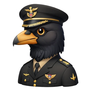 eine kleiner schwarzer rabe im military stil,   sticker