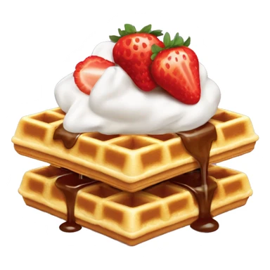 square waffle with dollop of whipped cream and one strawberry on top sticker