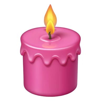 Draw a pink candle with a flame on it from a top-down view. sticker
