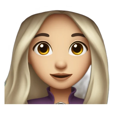 cute witch with long dark brow hair and hat sticker