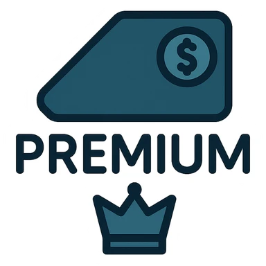 premium content symbol, minimal, elegant icon, color #003049 sticker