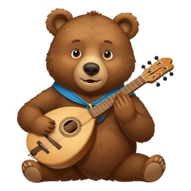 Friendly Russian brown bear holding a balalaika sticker
