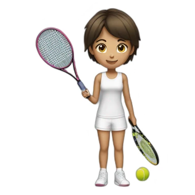 brunet short hair girl paying tennis sticker