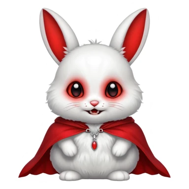 Vampire animal, bunny'  in red collar cloak, red eye, fangs sticker