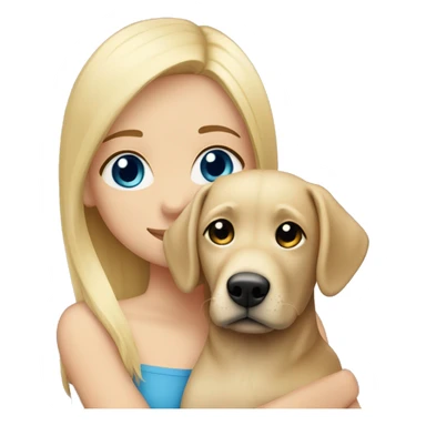 A blonde girl with blue eyes hugging her blonde Labrador lady sticker