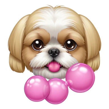Blonde Shih tzu blowing bubble gum sticker