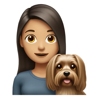 Long hair brunette girl with Yorkshire terrier dog sticker