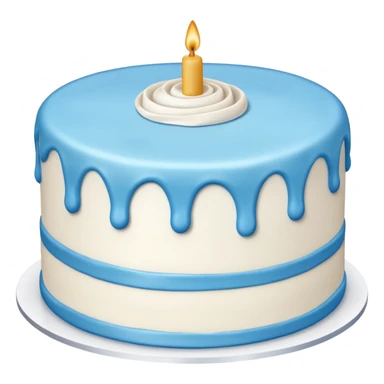 white cake with blue icing sticker