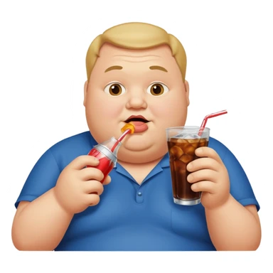 Fat Man sipping soda sticker
