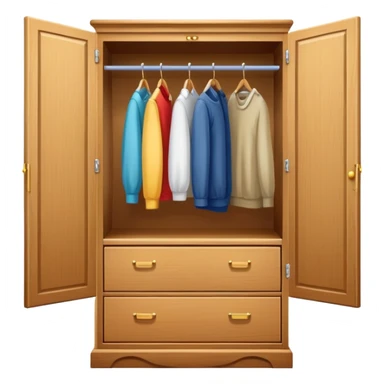 wooden wardrobe closet with clothes sticker