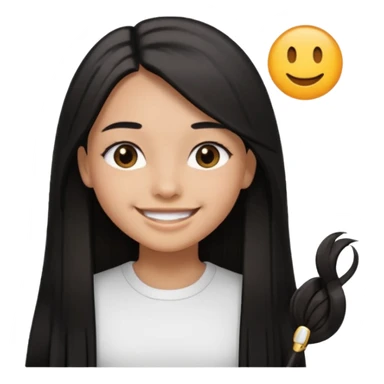 A girl in white with black long straight hair with hairclip and light brown skin sticker