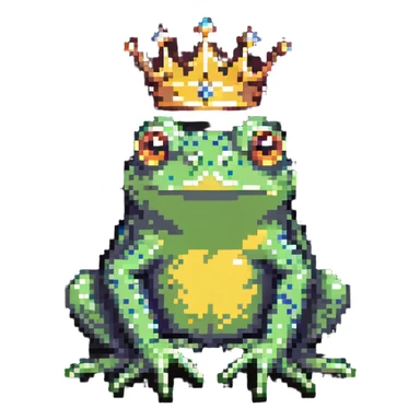 crowned frog sitting pose sticker