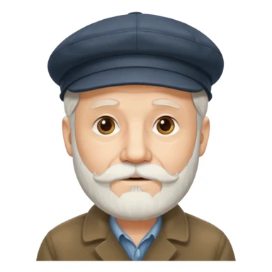 Old man white beard wearing a flat cap sticker