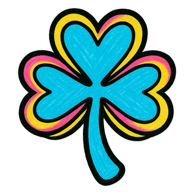 four-leaf clover, stylized and vibrant sticker