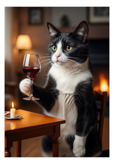 кот с бокалом вина в лапе sticker