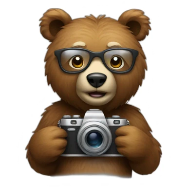 bear with photocamera sticker