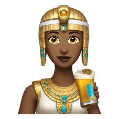 Cleopatra holding a beer sticker