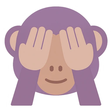 A dull purple Monkey Covering Eyes sticker