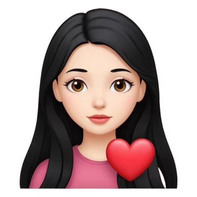 black-haired long hair white young girl looking in love sticker