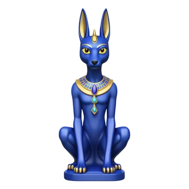 Ancient lapis gold lovely alien anubis immature-aged staged formally posed statue  sticker