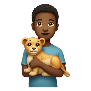 little boy holding stuffed lion sticker