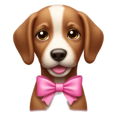 Brown puppy with a pink bow sticker