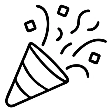 Confetti popping and exploding in celebration, festive paper bits flying outward in an explosion pattern sticker