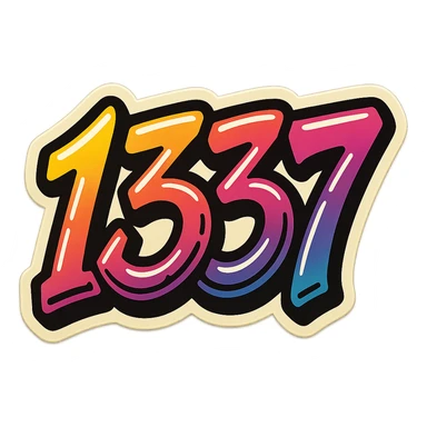 number 1337 in a graffiti style, referencing leet speak, icon or emoji sticker