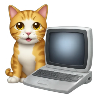 Computer+cat sticker