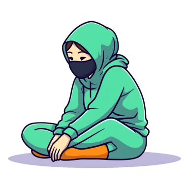 woman sitting on floor in profile view crying with face covered by arms sticker