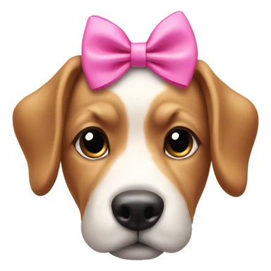dog wearing a pink bow sticker