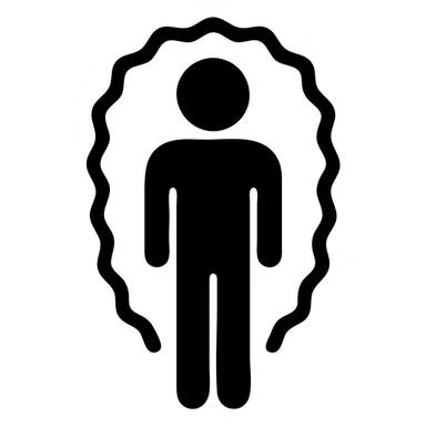 A blue person standing with a faint blue aura around them, representing poor aura. sticker