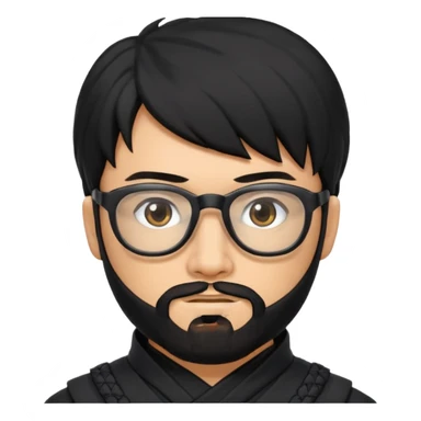 Man with black hair and beard wearing glasses in a ninja costume.  sticker