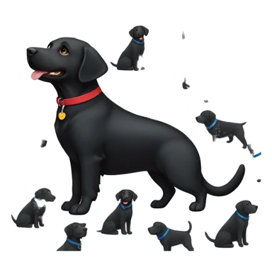 mum black labrador with red colour, happy black labrador with blue collar sticker