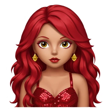 Jesy Nelson from Little Mix with long red hair, red sequin outfit sticker